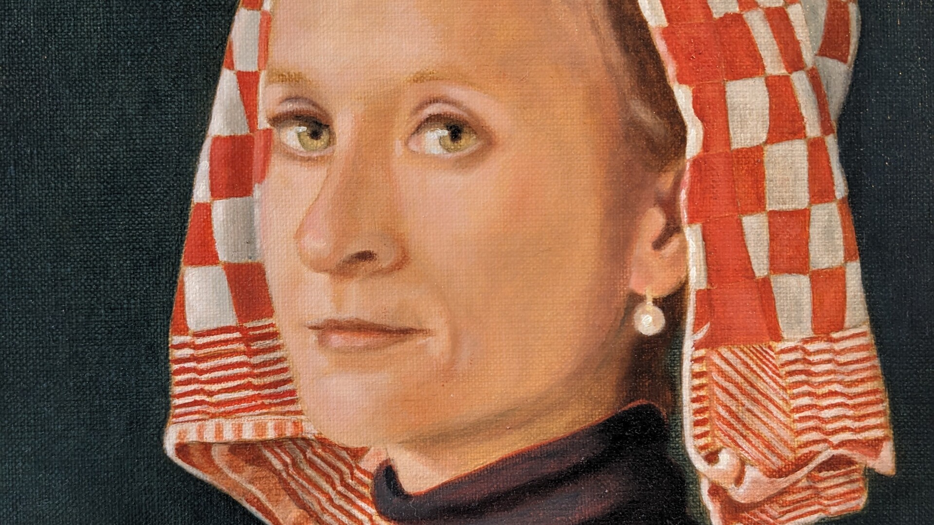 'Femke with the Pearl' painted by Anne Kingma